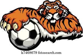 Tiger Mascot with Soccer Ball Vecto Tiger Mascot with Soccer Ball Vecto