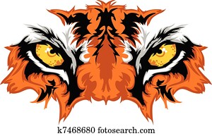 Tiger, olhos, mascote, gráfico