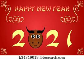 שמח, ראש שנה סיני, כרטיס, דוגמה, ל, 2021