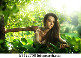 Delicate brunette posing