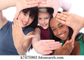 ethnische kultur, und, spaß, drei, schueler, freundinnen