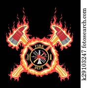 Firefighter Cross With Axes and Fla Firefighter Cross With Axes and Fla