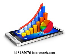 móvel, finanças, e, analytics, conceito