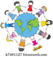 crianças, de, diferente, culturas