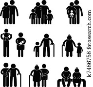 familia feliz, icono, señal, símbolo