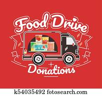 Food Drive charity movement, vector illustration