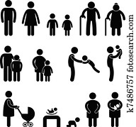 glad familie, ikon, tegn, symbol