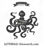 inspiration, notieren, hüfthose, altmodisch, design, etikett, -, oktopus inspiration, notieren, hüfthose, altmodisch, design, etikett, -, oktopus