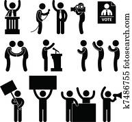 politicus, reporter, verkiezing, stem
