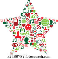 Social media icons in christmas star Social media icons in christmas star