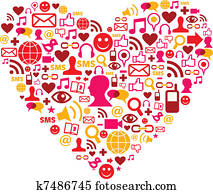 Social media icons in heart shape Social media icons in heart shape