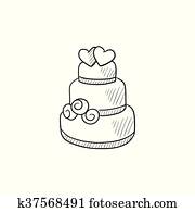 עוגה של חתונה, רשום, icon.