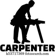 Carpenter silhouette with job title Carpenter silhouette with job title