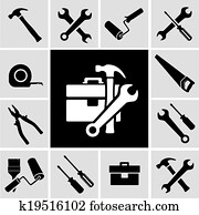 Carpenter tools black icons set Carpenter tools black icons set
