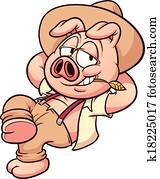 Farmer pig resting Farmer pig resting