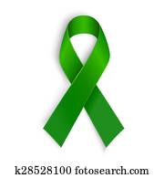 Green ribbon. Scoliosis, Mental health and other awareness symbol. Green ribbon. Scoliosis, Mental health and other awareness symbol.