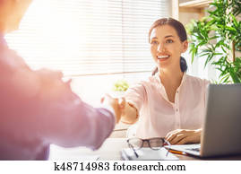 mann frau, arbeitende, in, büro