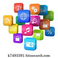 Software concept: cloud of program icons Software concept: cloud of program icons