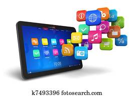 קדור פי.סי, עם, ענן, של, בקשה, איקונים