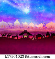 Biblical scene - birth of Jesus in Bethlehem. Biblical scene - birth of Jesus in Bethlehem.