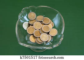 glass with currencies