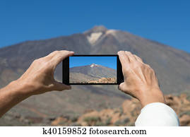 Photographing volcanic landscape