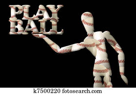 Play Ball Manikin Text Baseballs