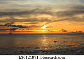 Sunset in Tarrafal beach in Santiago island in Cape Verde - Cabo Verde