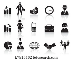 conjunto, de, empresa / negocio, icono