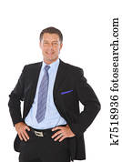 geïsoleerde, verticaal, van, een, de hogere uitvoerende macht, businessman., vrolijk, en, in, een, kostuum