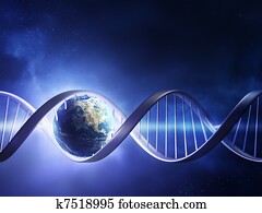 glowing, terra, fio adn