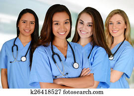 grupo, de, enfermeiras
