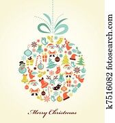 retro, natal, fundo, com, a, xmas, bola