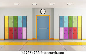 School hallway with student lockers School hallway with student lockers