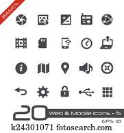 teia, &, móvel, Icons-5, //, básico