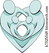 hart, gezin, concept, grafisch