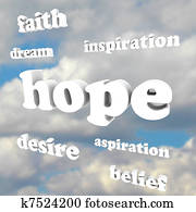 Hope Words in Sky Faith Belief Inspire Aspirations