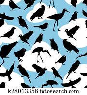 pattern with silhouettes birds