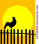 Rooster on the fence Rooster on the fence