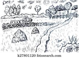 Rural Landscape Sketch Rural Landscape Sketch