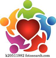 Teamwork heart people logo Teamwork heart people logo