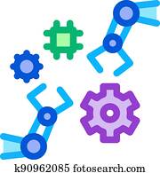 יד רובוטית, מעבד, של, תגמר, ללמוד, צבע, איקון, וקטור, דוגמה