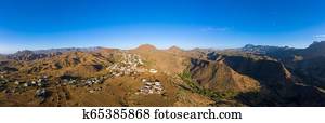 Aerial Panoramic view of Rebeirao Manuel in Santiago island in Cape Verde - Cabo Verde