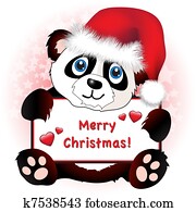Christmas Panda with heart banner Christmas Panda with heart banner