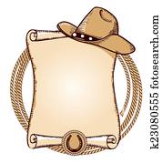 Cowboy hat and lasso. Vector American illustration Cowboy hat and lasso. Vector American illustration