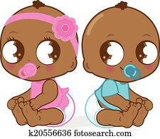 cute, americano africano, bebês