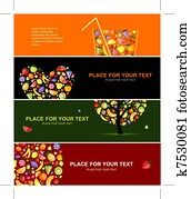 Fruits banners horizontal for your design Fruits banners horizontal for your design