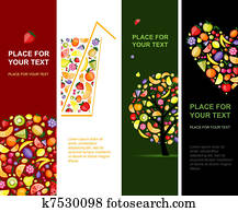 Fruits banners vertical for your design Fruits banners vertical for your design
