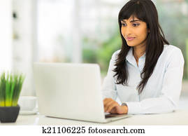 indian businesswoman using computer