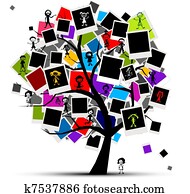 Memories tree with photo frames for your design, insert your picture